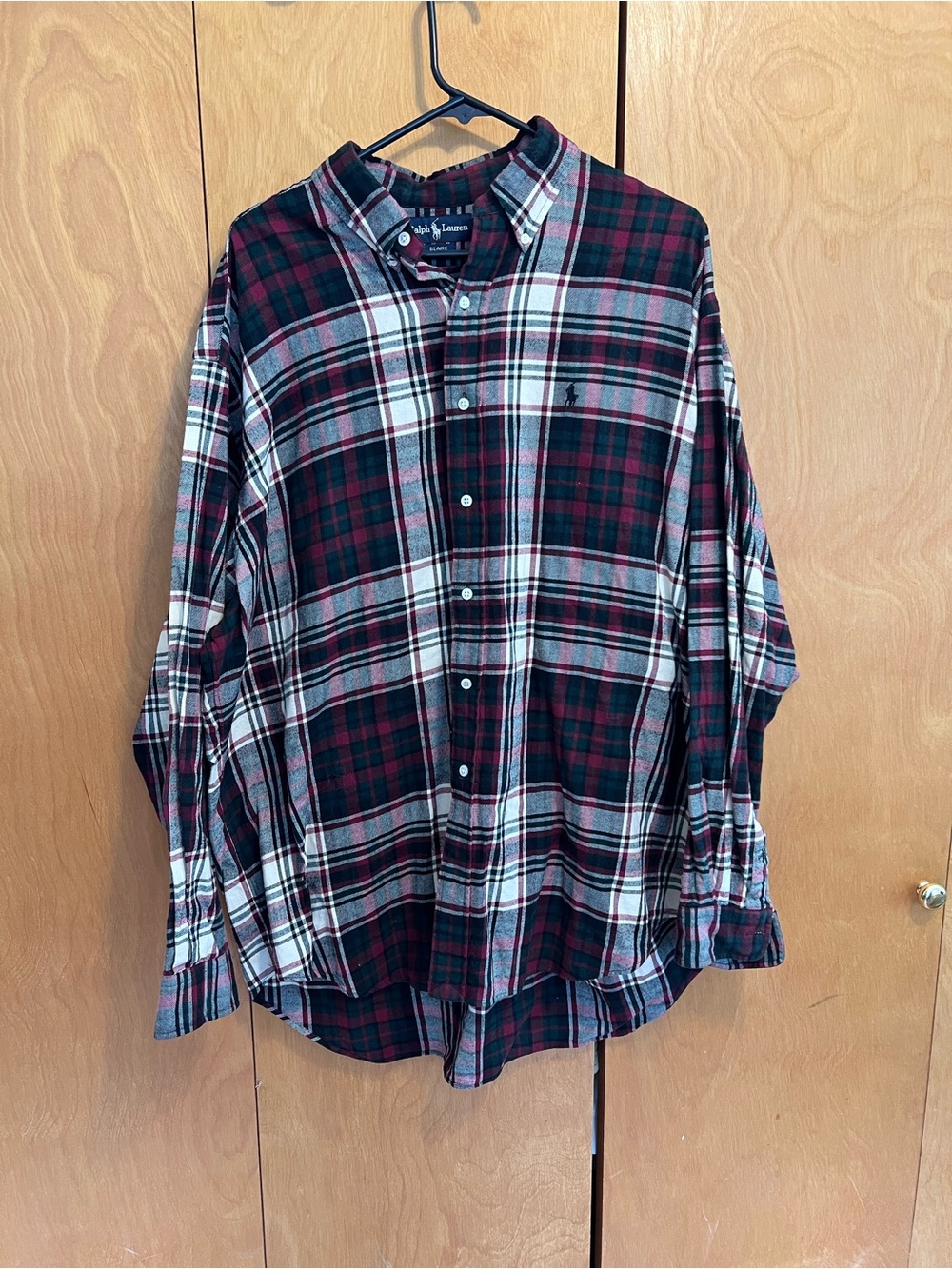 Ralph Lauren Men's Red, Green & White Plaid Button-Down Shirt XL